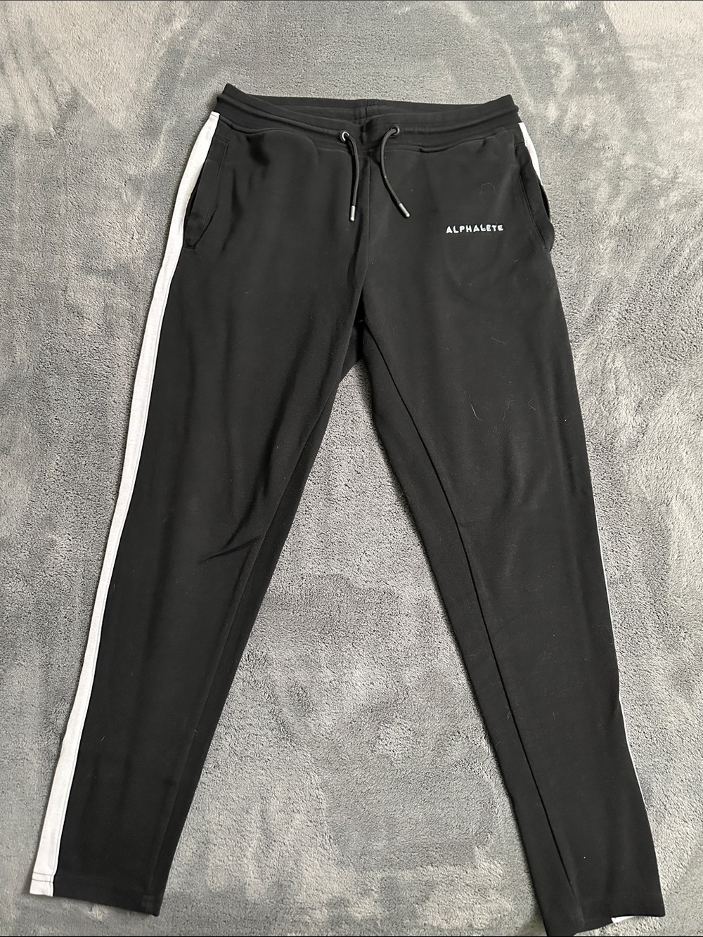 Alphalete Black Joggers with White Side Stripe